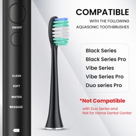 Harobey Replacement Toothbrush Heads Compatible with AquaSonic Black Series, Vibe Series, Black Series pro, and Duo Series pro Electric Toothbrush, Black, Pack of 10