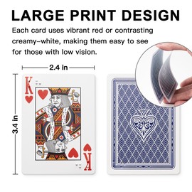 EliteSign Braille Playing Cards for Visually Impaired - Large Print Tactile Poker Cards, 2.4x3.4 Inches, Sturdy Plastic for Blind Adults & Family Games