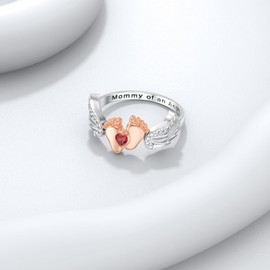 ABIGY Angel Wings Ring 925 Sterling Silver Wings Ring Mother's Day Jewellery Gift for Women