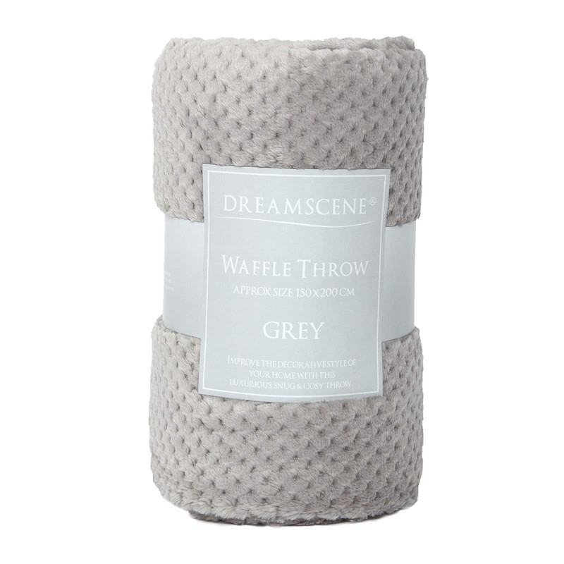 Dreamscene Luxury Waffle Soft Mink Warm Throw Over Sofa Bed