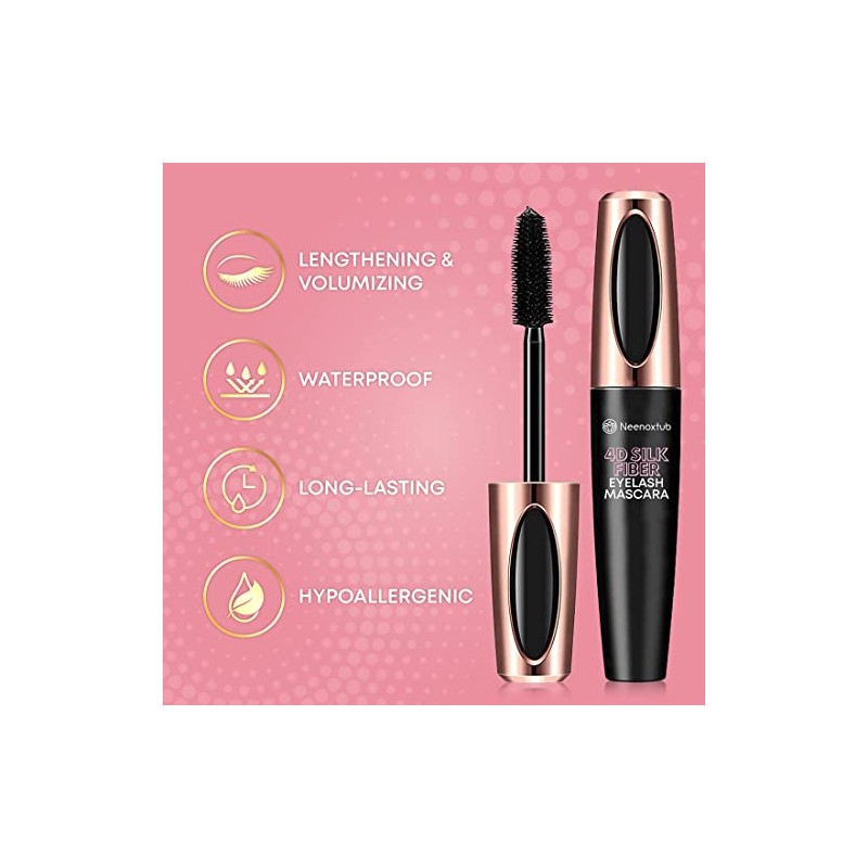 4D Silk Fiber Lash Mascara, Lengthening and Thick, Long Lasting,
