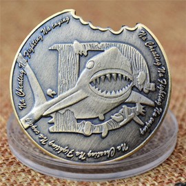 1 Pcs Shark Commemorative Coin Relief Painted Metal Copper Medal Coin Shark Collectible Coins Shark Tooth Notch Collection Crafts Coins Lucky Coin Gift