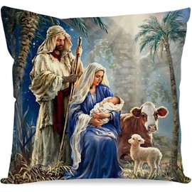 Funny Nativity of Jesus Throw Pillow Covers 12x18-inch Home Bedding Sofa Bedroom Decoration Throw Pillow Gift Cases for Friends, dad, Mom and Lover