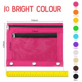 60 Pack Pencil Pouch 3 Ring Zipper Pencil Pouches Case Binder Cosmetic Bag 420d PVC Clear Film Pencil Case Kawaii Office Supplies Double Zip Zipper Pouch (Multi Color)