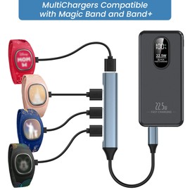 Multicharger for MagicBand+ and Magic Band, 4-in-1 Charging Hub with Power Adapter