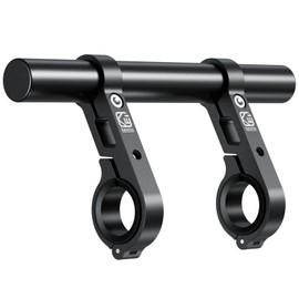 BRCOVAN Aluminium Alloy Handlebar Extension with 200 mm Long Cross Bar, Handlebar Extension with Double Clamp Base for 22/25/28.6/32 mm Diameter Handlebar for Bicycle, Motorcycle, Scooter, ATV, Black