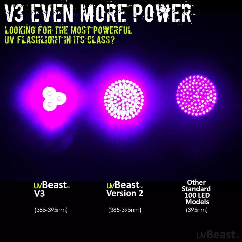 uvBeast NEW V3 385-395nm Black Light UV Flashlight - HIGH