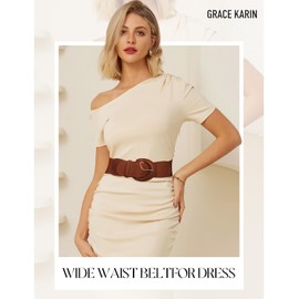 GRACE KARIN Brown Belt Women 2024 Fashion Wide Stretchy Belt Casual Stretchy Belt for Dress XL