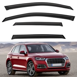 LQQDP 4pcs Front+Rear Smoke Tint Sun/Rain Guard Outside Mount Tape-On Vent Window Visors compatible with 09-17 Q5/SQ5 8R