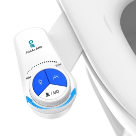 POCALAND Bidet Attachment for Toilet Seat, Non-Electric Cold Water Bidet with Pressure Controls, Dual Nozzles for Frontal & Rear Wash, Retractable Self-Cleaning for Female & Old- White