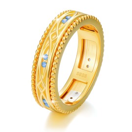 PARYFO Fidget Ring Spinner for Men Women 925 Sterling Silver Anxiety Reliese Gold Ring Relieve Autism Fidget Spinner Evil Eye Rings Anxiety Jewellery Gifts