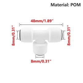 Qrity 1 Stück RO Wasserfilter Fitting, 5/16" T Typ Pushfit gerade Stecker, für Wasserfilter Schlauch, Gefrierschrank, Wasserrohr