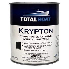 TotalBoat Krypton Copper Free Antifouling Bottom Paint for Fiberglass, Wood, Aluminum and Steel Boats, Outdrives and Trim Tabs (Black, Quart)