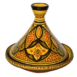 Moroccan Handmade Serving Tagine Exquisite Ceramic With Vivid colors Original 10 Inches in Diameter Yellow