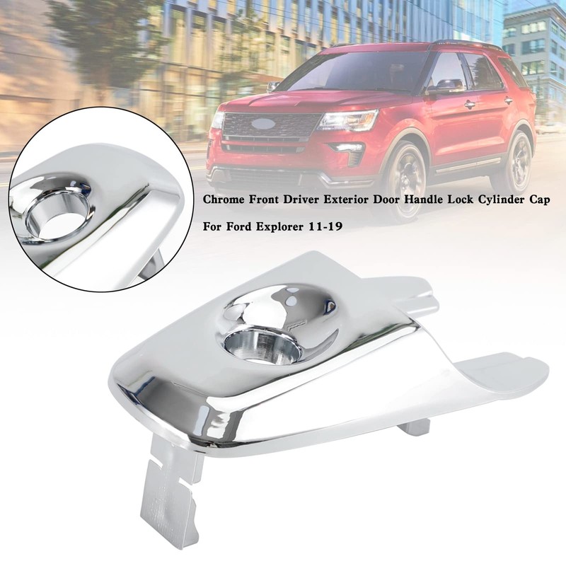 Artudatech Front Driver Exterior Door Handle Lock Cylinder Cap Chrome