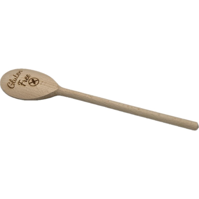 Gluten Free Engraved Wooden Spoon 12 Inch for Coeliac, Celiac
