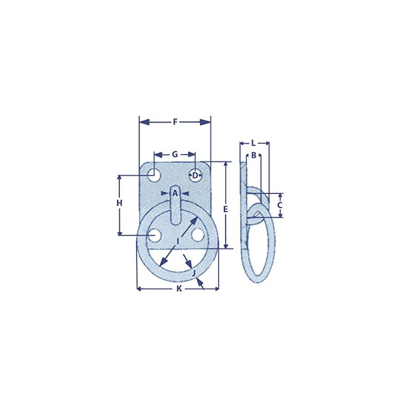 Eye Plate with Ring Binnacle (4 Hole Pad Galvanised Heavy