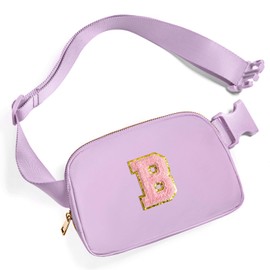Gitus Belt Bag Fanny Pack Crossbody Bags with Initial Letter Patch Cute Stuff Birthday Gifts for Teenager Girls Trendy Preppy Stuff for Teen Girls Cool Stuff for Teens, Lavender, one size, B