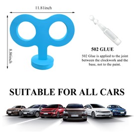 Gasedin Car Wind Up Key Sticker, Funny 3D Sticker Wind Up Rolling Key for Car Back and Roof Decoration, Cute Turn Key Clockwork Auto Exterior Sticker, Universal Car Accessories (Blue)
