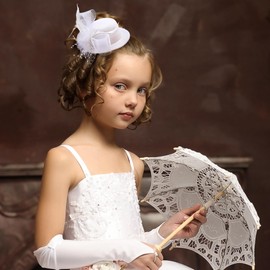 Zinniday Mini Tea Party Hats - Girls Hats for Tea Party Favors, Mini Hat Hair Clip with Veil Vintage Mesh Feather for Girls and Women Tea Party or Birthday Party White