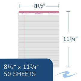 Roaring Spring Enviroshades Recycled Legal Pads, 6 Pack, 8.5" x 11.75" 50 Sheets, Assorted Colors