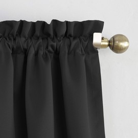 Sun Zero Barrow Energy Efficient Rod Pocket Curtain Panel, 54" x 95", Black