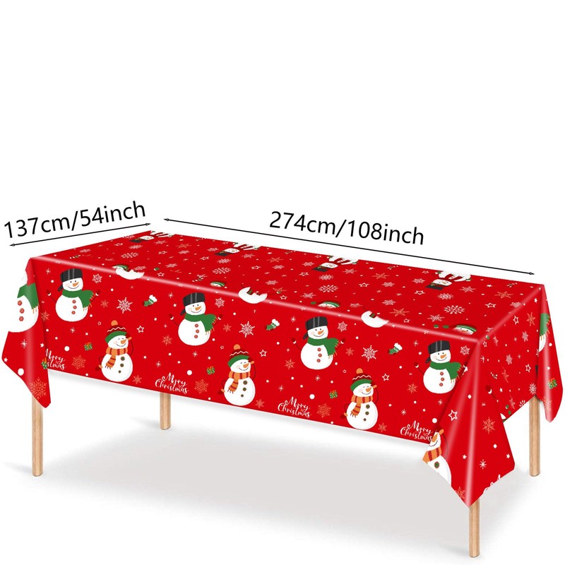 COSORO 137*274cm Plastic Christmas Tablecloths Party,Large Xmas Table Cloth Rectangle