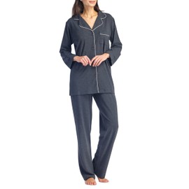 Fishers Finery Women's EcoFabric Full Length Pajama Set (Hthr Gry, XS) Heather Gray