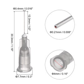 sourcing map Industrial Blunt Tip Dispensing Needle with Luer Lock for Liquid Glue Gun, 27G 1/2", 40 Pcs Gray
