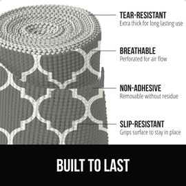 Gorilla Grip powerGRIP Drawer Shelf and Cabinet Liner, Thick Strong Hold, Non-Adhesive Liners Protect Kitchen Cabinets and Cupboard, Bathroom Drawers, Easy Install, Breathable Mat, 20" x20', Gray