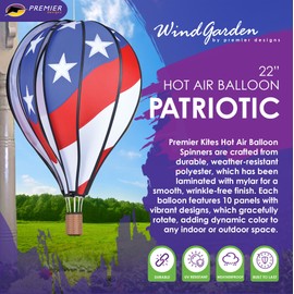Hot Air Balloon Hanging Garden Spinner 22" - Vibrant Patriotic Design, Weather-Resistant Outdoor Decor, Durable & Lightweight for Patios, Yards, and Gardens - Eye-Catching Wind Spinner