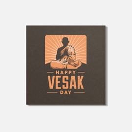 Unbranded Happy Vesak Day Retro 4'' X 4'' Square Wooden Coaster