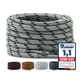 LaceHype 2 Pairs - Premium Round Shoelaces (Diameter 4.5 mm) for Work Shoes, Boots, Outdoor Shoes and Sports Shoes, Tear-Resistant Shoelaces, Replacement Shoelaces Made of Polyester (Grey/Black, 150)