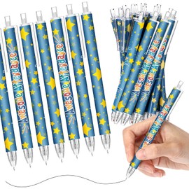 100 Pcs Attendance Award Pens Bulk, Awesome Star Retractable Ballpoint Pen for Classroom Prizes Teacher Rewards, Motivational School Supplies for Students Staff Team