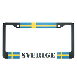 HOSNYE Sweden Flag License Plate Frame Sverige Swedish Country Study Blue and Yellow Metal License Plate Cover Front Plates Frames Car Tag Frame for Women Men US Vehicles Standard