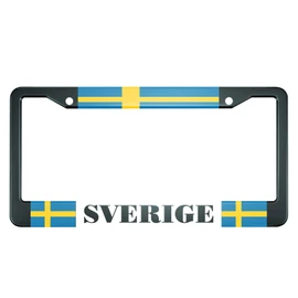 HOSNYE Sweden Flag License Plate Frame Sverige Swedish Country Study Blue and Yellow Metal License Plate Cover Front Plates Frames Car Tag Frame for Women Men US Vehicles Standard