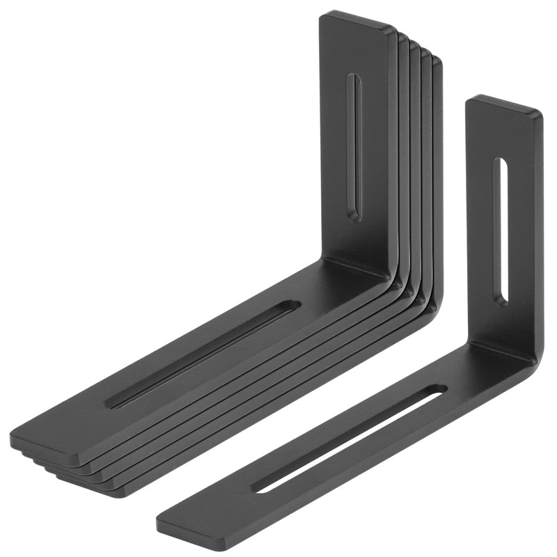 6 PCS 6-1/8" x 4" Black Adjustable L Corner Brace