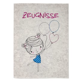 Goldi-Design Certificate Folder with Wool Felt Cover - Girl with Balloons - 100% Wool Felt - With or Without Name, without name