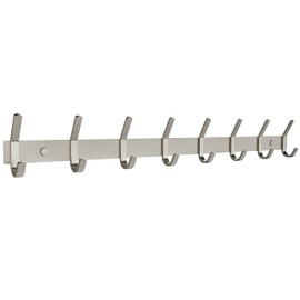 SAYONEYES Coat Rack Wall Mount – Brushed Nickel 24 Inch Stainless Steel Hook Rail with 8 Heavy Duty Double Coat Hooks – Wall Mounted Coat Hanger for Entryway, Bathroom, Bedroom, Towel, Hat Organizer