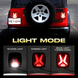 LX-LIGHT DOT Smoke X Shape LED Tail Lights Brake Turn Signal LED Rear License Plate Lights with EMC Compatible with Jeep Wrangler CJ YJ TJ