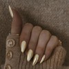 Beige Chrome Press on Nails Medium Almond,SXVME Fake Nails Aurora