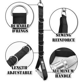 J Bryant Fitness - Asas de Metal para Gimnasio, Mango de Anillo en D, Mango de aleación de Aluminio Resistente, Mango Duradero para polea LAT de tracción