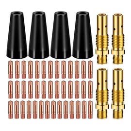 48Pcs Flux Core Gasless Nozzle Tips Kit KP1939-1 Flux Welder Tips Gasless Nozzle Gas Diffusers(0.030inch(0.8mm))