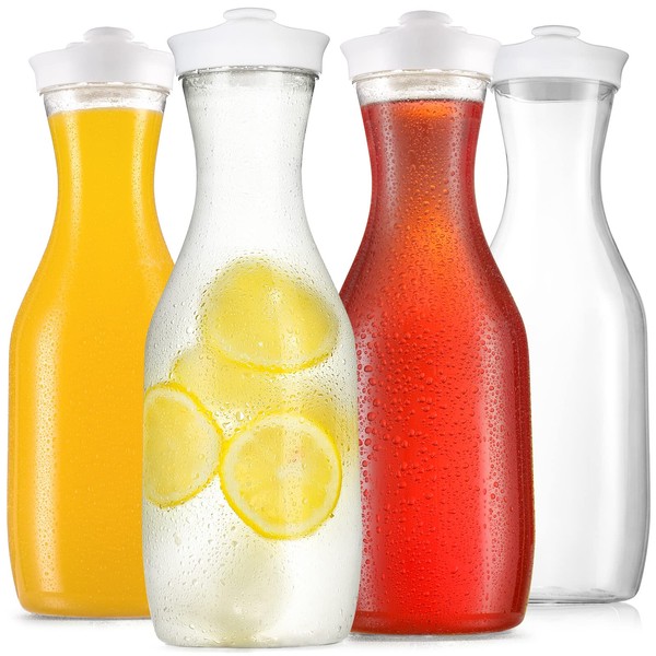 NETANY 50 Oz Water Carafe with Flip Top Lid, Clear