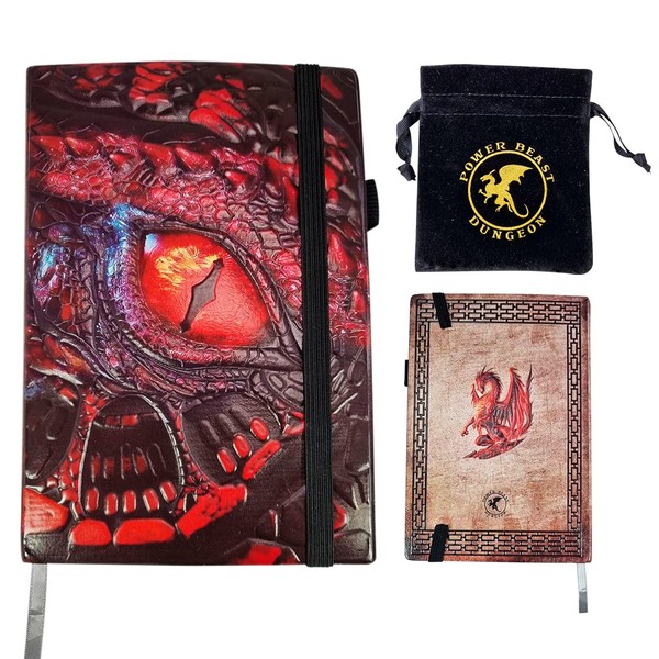 Power Beast Dungeon Dragon Notebook + Dice Bag, Dungeons and Dragons Book, Dungeon Master, Compendium, Diary, Grimoire, Magic Book, D&D, DND, Dragon, RPG