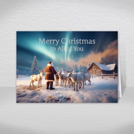 To All of You Christmas Card, A5 Christmas Card for All of You, Family, Friends Special Christmas Greeting Cards with a Christmas Wishes Greetings Verse Inside: Santa with Reindeer Christmas Card