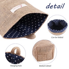 JSMTKJ Pack of 4 Retro Hanging Storage Bag, Cotton Linen Foldable Small Baskets with Handle for Toy Makeup Keys