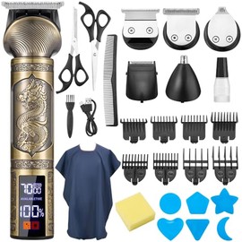 Lukovee Cortapelos para Hombre Profesional, 28 en 1 kit de Máquina de Afeitar Eléctrica de Hombres, Recortadora Barba Bigote Impermeable, Cortadora de Cabello Velocidad Ajustable, Uso en Húmedo/Seco