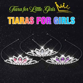 Kilshye Girls Princess Tiara Rhinestone Tiaras Headband Crystal Hair Accessories (Pack of 3)