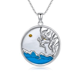 JBAERD Mustard Seed Necklace Sterling Silver Mountain Faith Mustard Seed Necklace Climbing Mountain Pendant Gifts